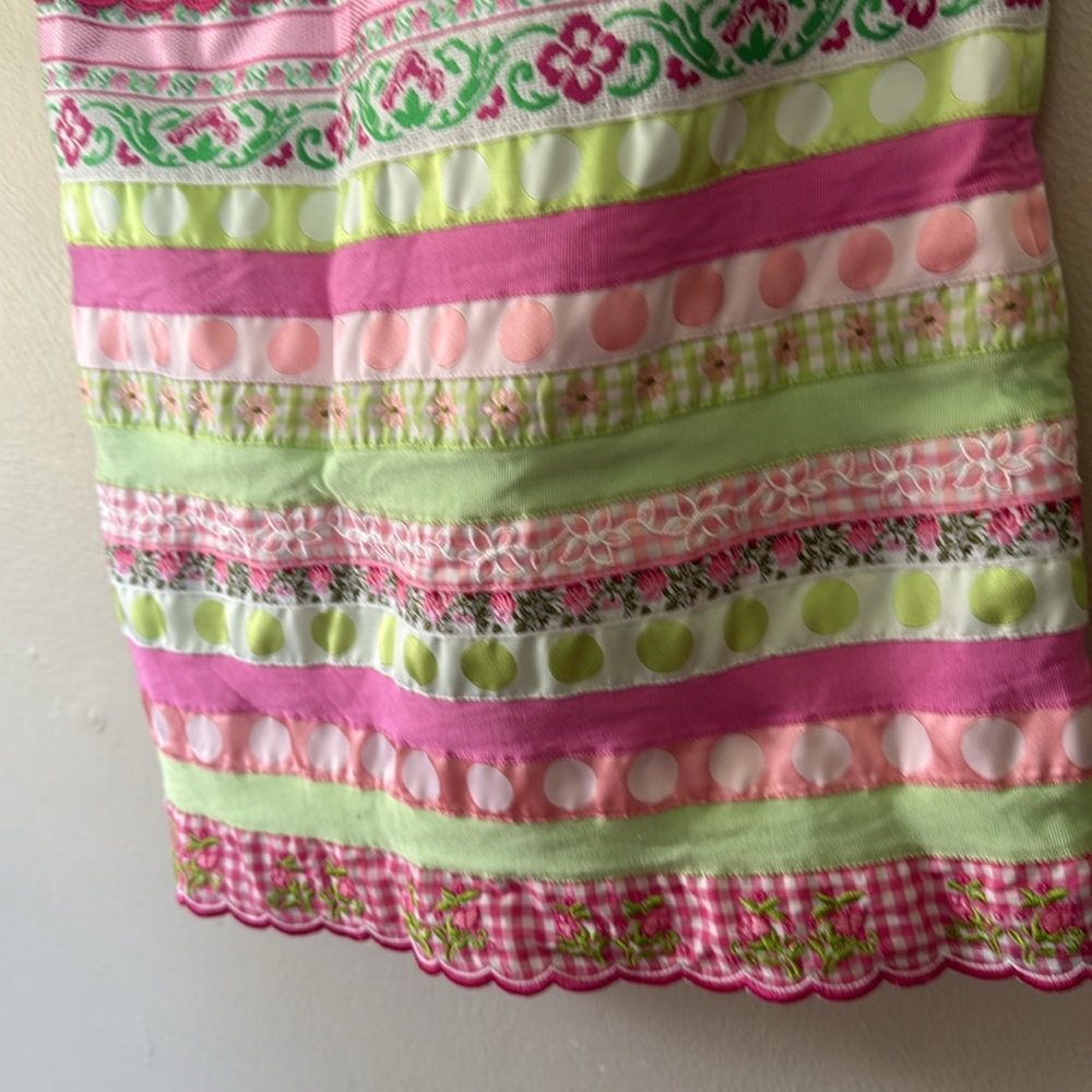 Lilly Pulitzer Pink and Green Ribbon Strapless Dress 0 - Picture 4 of 8